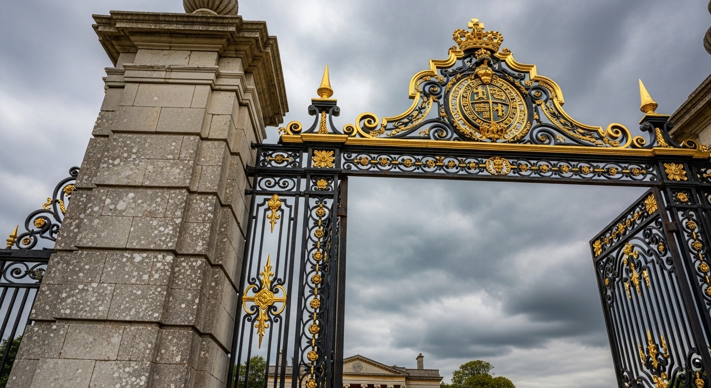 Grand wrought iron estate gates on a West Essex property