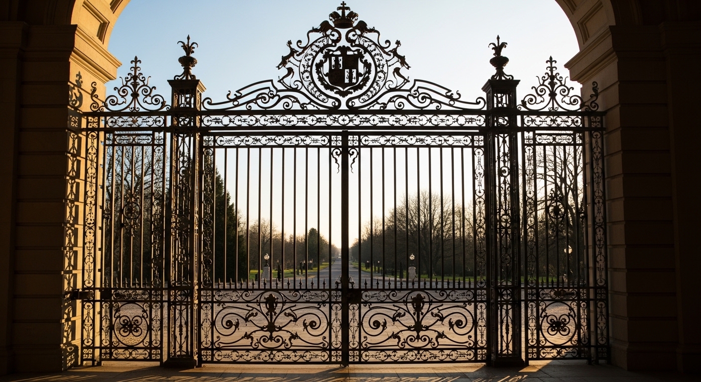 Traditional wrought iron driveway gates on an Essex period property
